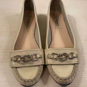 LK Bennett Ivory Made in Italy Leather Loafer Shoes 🇮🇹 37 / 6.5